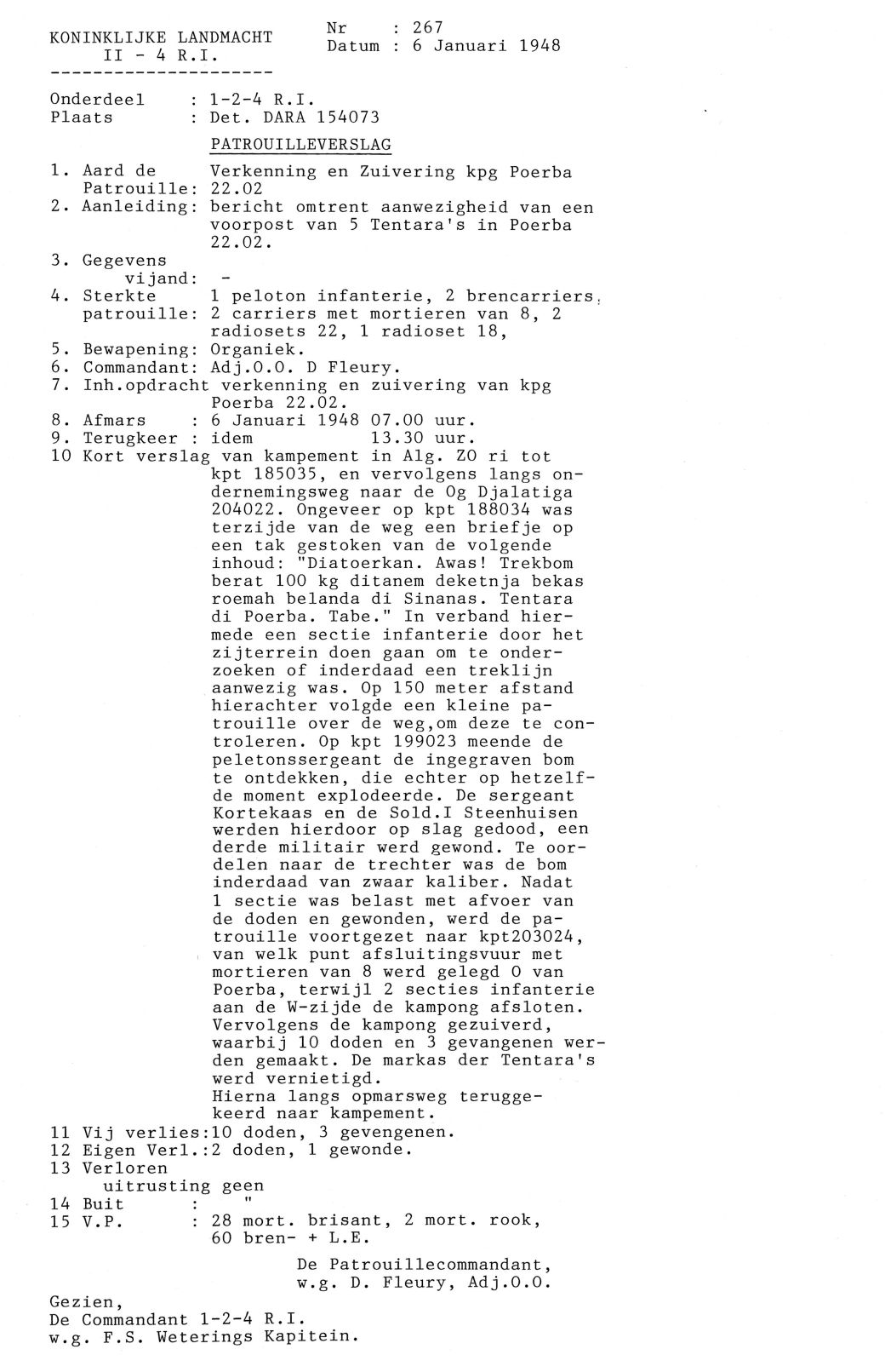 Patrouilleverslag 6 januari 1948
